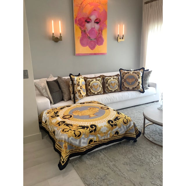 2010s Custom Made Lion & Urn Versace Style Throw For Sale - Image 5 of 12