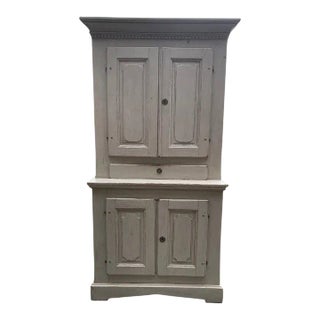 19th Century Swedish Gustavian Lime Washed Finish Cupboard/Highboy For Sale