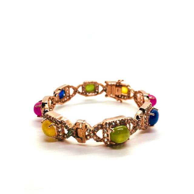 Bochic “Capri” Vintage Ruby, Blue Sapphire & Honey Sapphire - 18K Gold & Silver For Sale - Image 10 of 10