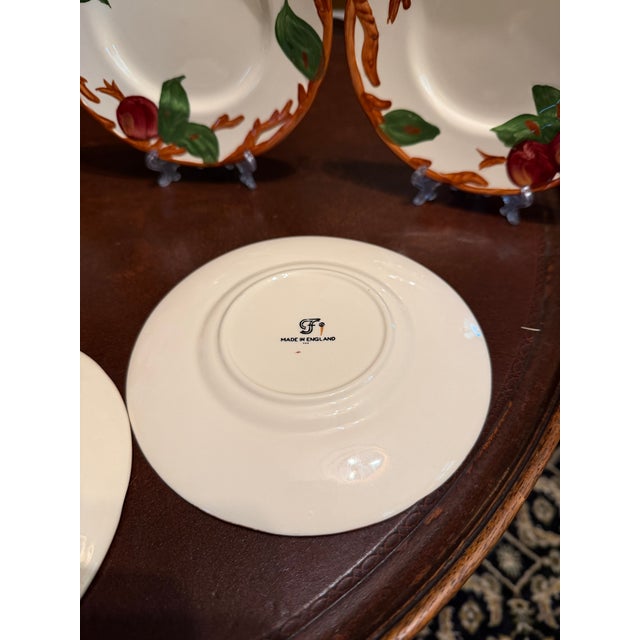 1980s Franciscan Apple Bread Plate England Backstamp Hand Painted 6 1/8" - Set of 7 For Sale - Image 9 of 10