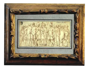 Andrea Boscoli, The Payment of the Duty, 16th Century, Pen and Ink on Paper, Framed