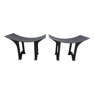 1990s Kreiss Chow Mayan Iron Pagoda Benches-a Pair For Sale