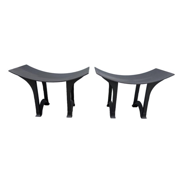 1990s Kreiss Chow Mayan Iron Pagoda Benches-a Pair For Sale