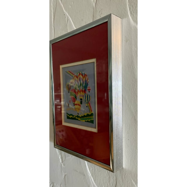Folk Art Hot Air Balloons Needlepoint, Framed For Sale - Image 4 of 13