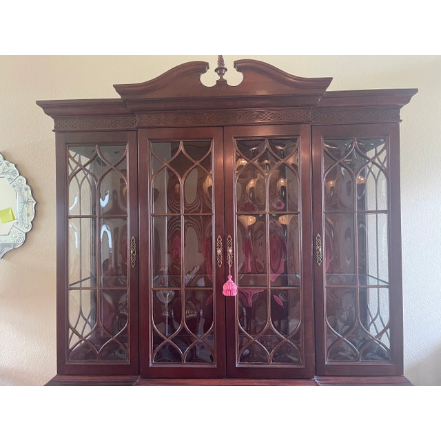1998 Knob Creek Breakfront China Bookcase Lighted Curved Glass Doors For Sale - Image 4 of 10
