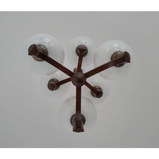 Mid-Century Modern Wood Glass Chandelier from Sijaj Hrastnik, Slovenia, 1970s For Sale - Image 12 of 18
