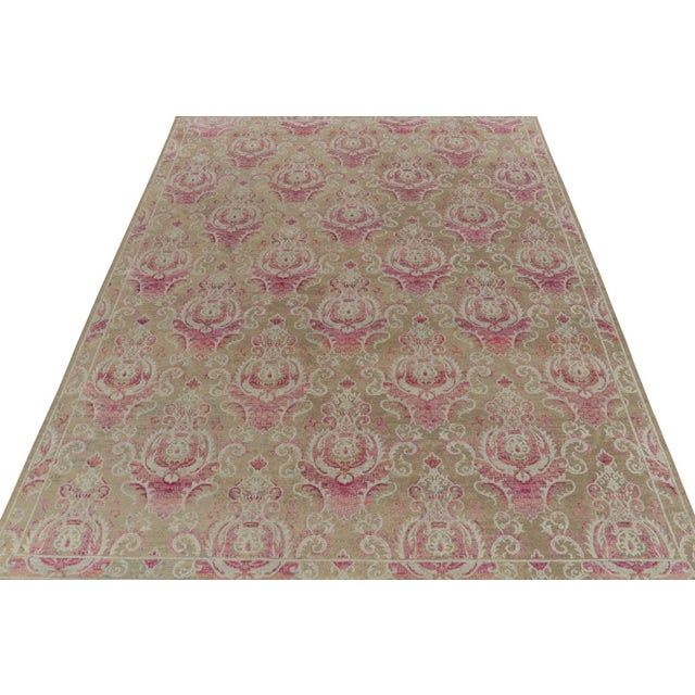 Traditional Rug & Kilim’s Classic Style Rug in Beige With Pink and Pale Blue Floral Patterns For Sale - Image 3 of 7