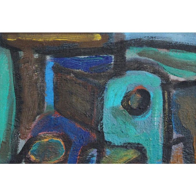 Pierre-Yves Beltran, Abstract Composition, 1980s, Oil Painting on Board, Framed For Sale - Image 8 of 15
