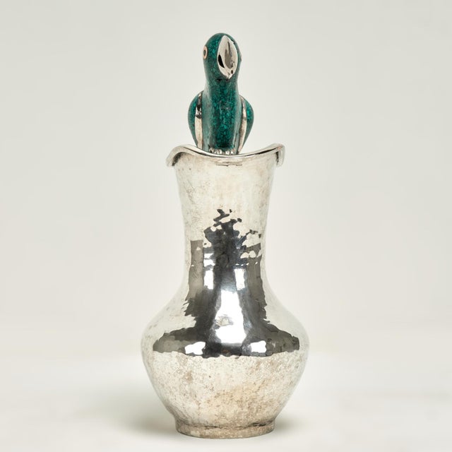 Mid-Century Modern Mid Century Los Castillos Silver on Copper Pitcher With Parrot Handle For Sale - Image 3 of 7