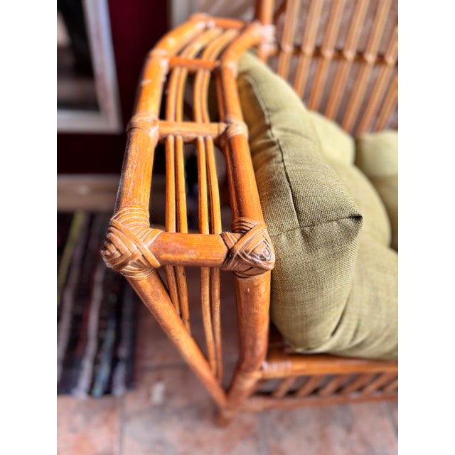 Presidents 1930’s Stick Reed Rattan Sofa Settee Styled After Bielecky Brothers For Sale In West Palm - Image 6 of 8