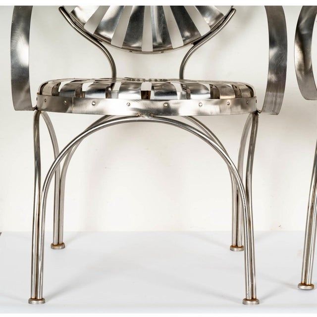 Francois Carre Chrome-Style Custom Chairs Attributed to Francois Carre - Set of 2 For Sale - Image 4 of 11