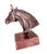 Antique Copper Finish Metal Hand Carved Horse Head Bust Sculptures For Sale - Image 4 of 6