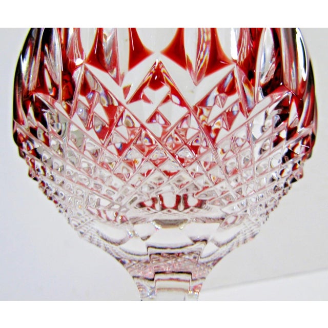 1990s Waterford Crystal Clarendon Ruby Red Hock Glass 8" Tall - Set of 8 For Sale - Image 11 of 14