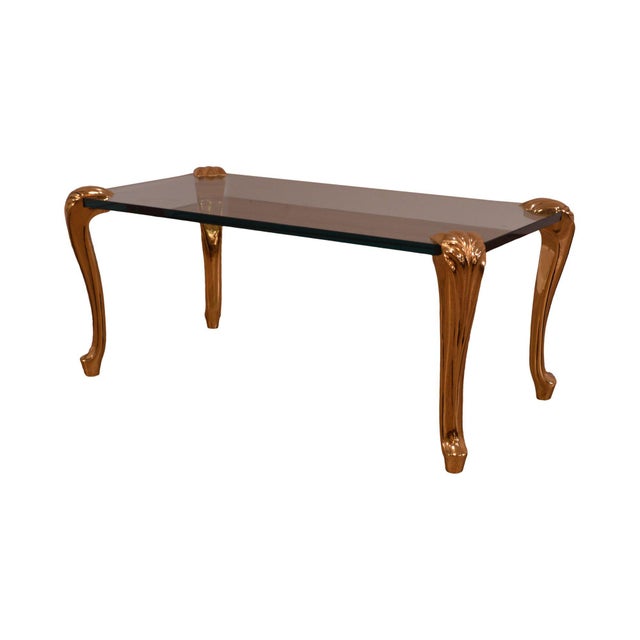 P E Guerin Style Clear Glass And Brass Coffee Table Rectangular