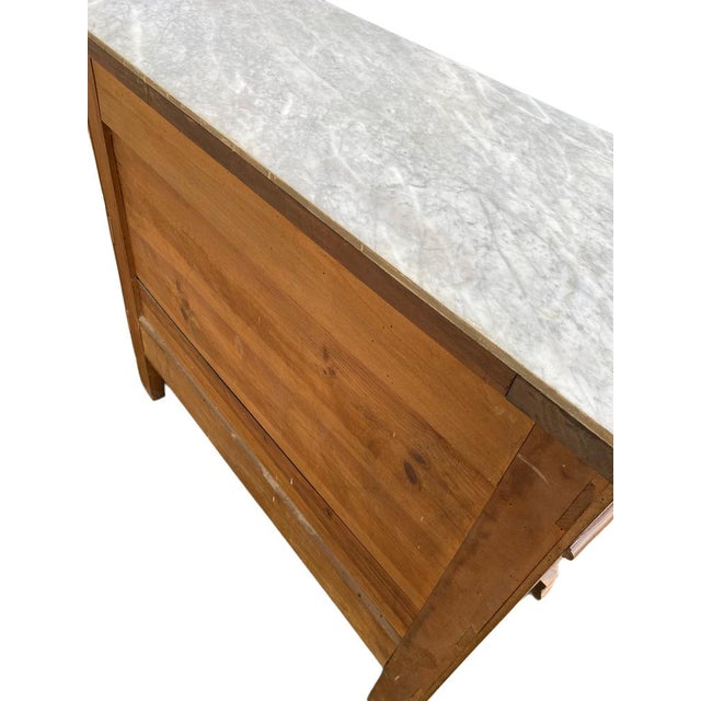 Brown Antique Louis Philippe Chest of Drawers with White Marble Top, 1890s For Sale - Image 8 of 10