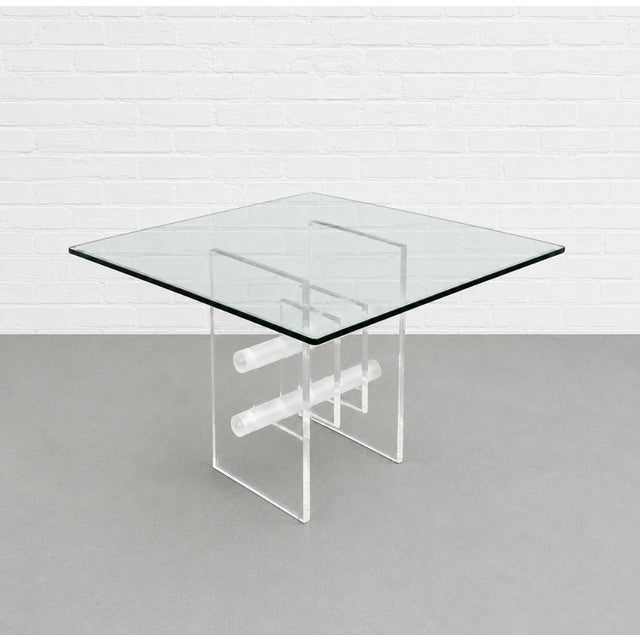 Mid Century Modern Lucite & Glass Coffee | Side Table, C. 1970s For Sale - Image 4 of 13