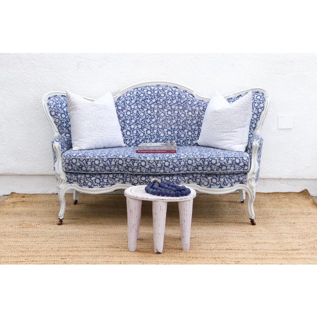Antique English Floral Block Print Settee Bench For Sale - Image 12 of 12