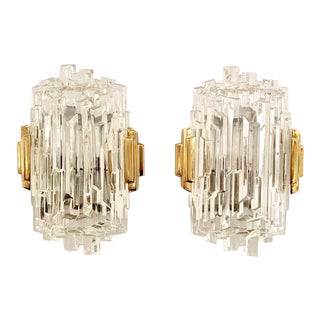 1970s French Ice Crystal Wall Lights - a Pair For Sale