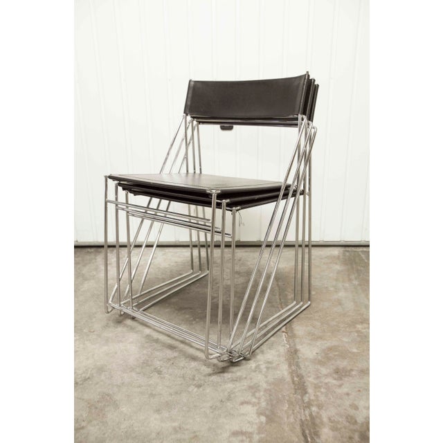 Minimalist X Line Chairs attributed to Niels Jorgen Haugesen for Hybodan, 1960s, Set of 3 For Sale - Image 6 of 18