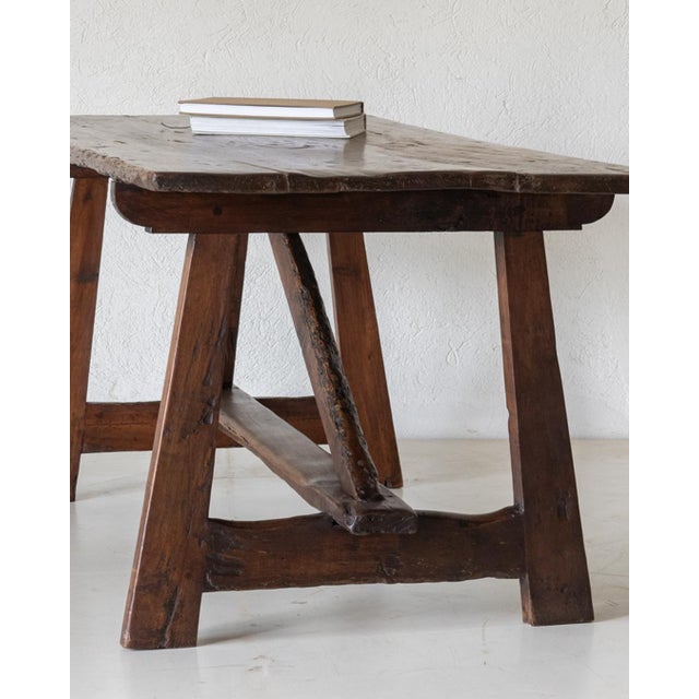 Spanish Poplar Trestle Table For Sale - Image 4 of 14