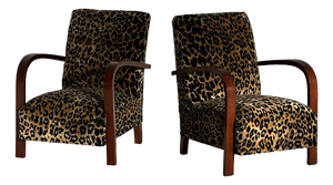 Art Deco Armchairs in Spotted Velvet, 1930s, Set of 2