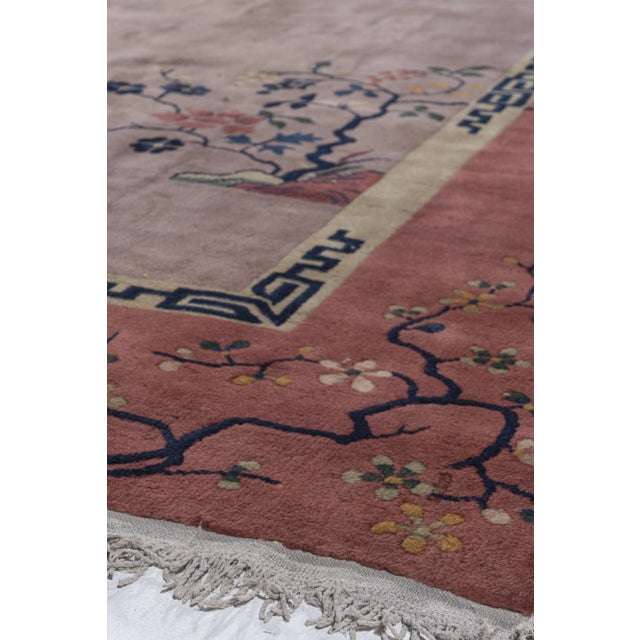 Antique Circa 1920's Taupy-Gray Chinese Art Deco Hand Knotted Rug 8'10 X 11'2 For Sale - Image 10 of 12
