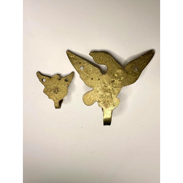 Late 20th Century Vintage Early American Eagle Solid Brass Organization Hooks, a Pair For Sale - Image 5 of 10