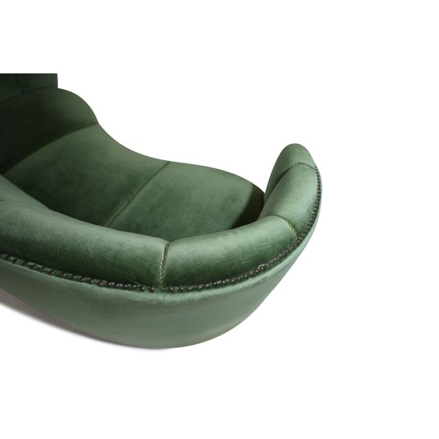 Flemming Lassen 1930s Danish Deco Curved Back Settee in Original Green Mohair For Sale - Image 9 of 13