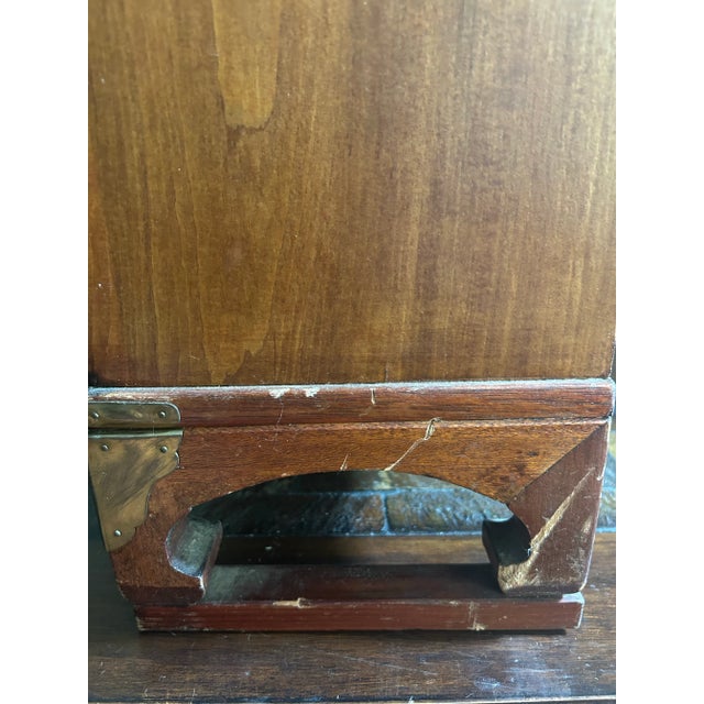 Coffee Antique Korean Apothecary Herbal Medicine Cabinet With Brass Hardware and Fish-Shaped Lock. For Sale - Image 8 of 11