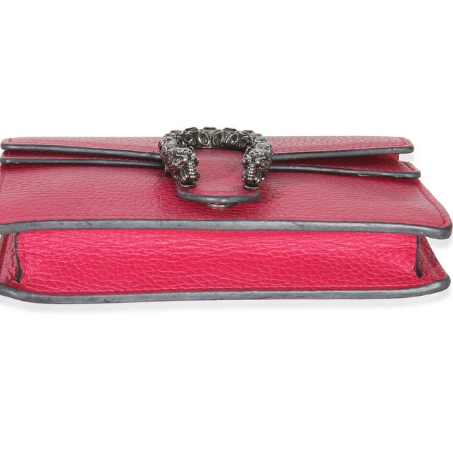 2010s Pink Dollar Calfskin Crystal Super Mini Dionysus Flap For Sale - Image 5 of 9