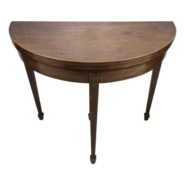 English Games Table in Mahogany with Marquetry Trim For Sale