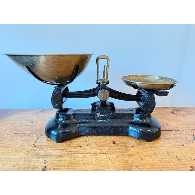 Vintage Librasco Cast Iron & Brass Balance Scale, W/ Weights For Sale - Image 4 of 14