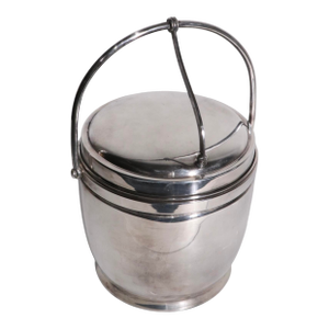 Mid 20th Century Hollywood Regency Art Deco Mod Century Silver Plate Ice Bucket With Glass Liner by Wilcox