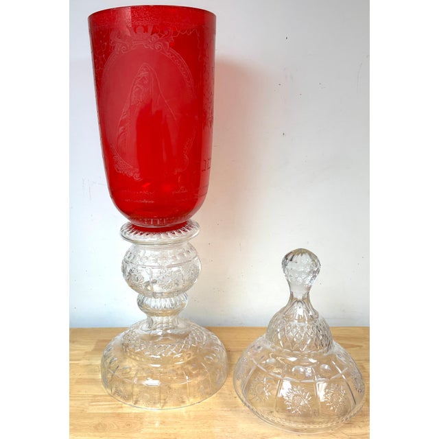 Monumental Bohemian Ruby & Crystal Ceremonial Pokal /Synagogue Presentation Urn For Sale In West Palm - Image 6 of 18