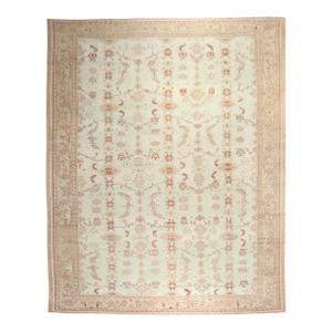 Zabihi Collection Oversize Antique Turkish Oushak Light Blue Decorative Rug