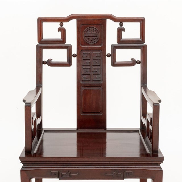Chinese Modern Rosewood Armchairs and Side Chair Set, 3 For Sale In New York - Image 6 of 13