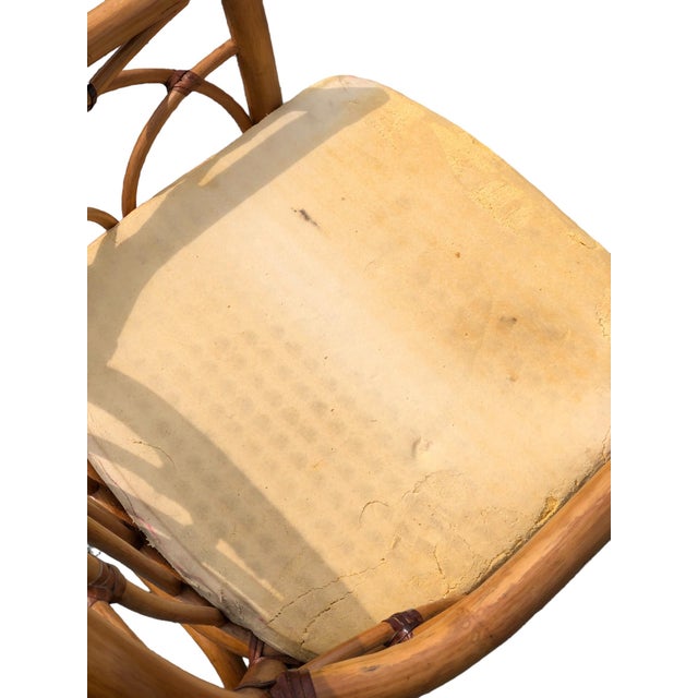 Set of 6 Organic Rattan Dining Chairs attributed to McGuire. The chairs have been professionally restored and fresh coat...