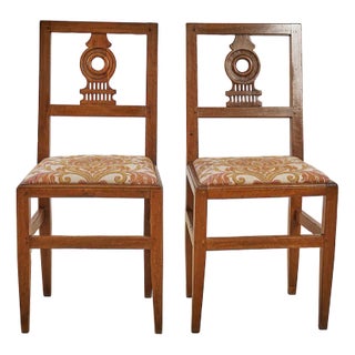 Set of Neoclassical Walnut Chairs For Sale