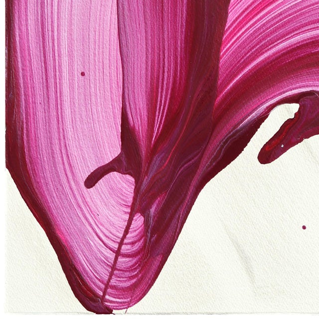 Avp_1618 - Original Abstract Deep Magenta Tone Contemporary Painting on Paper by Alex Voinea For Sale In Los Angeles - Image 6 of 9