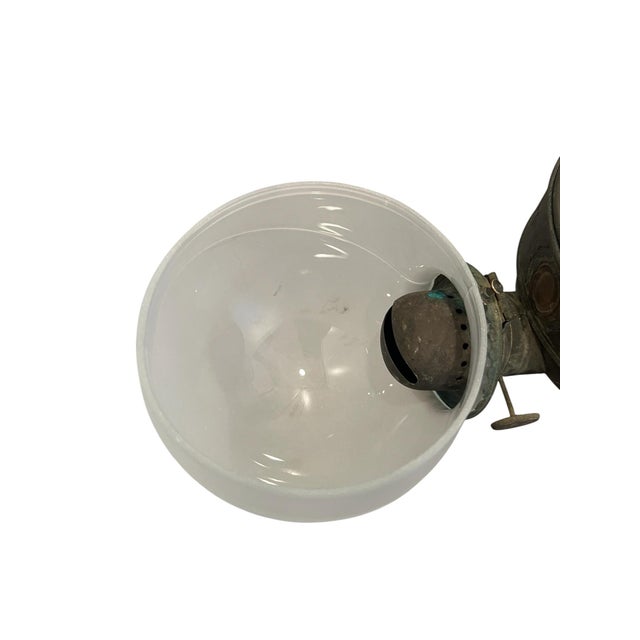 Late 19th-Early 20th C. Victorian Double Arm "The Angle Lamp Co. Ny" Ceiling Fixture Patinated & Copper Finished Surface For Sale - Image 12 of 12