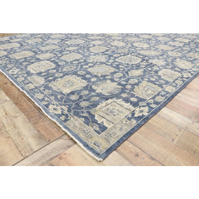 Rustic Blue Oushak Area Rug, 09'08 X 12'09 For Sale In Dallas - Image 6 of 9