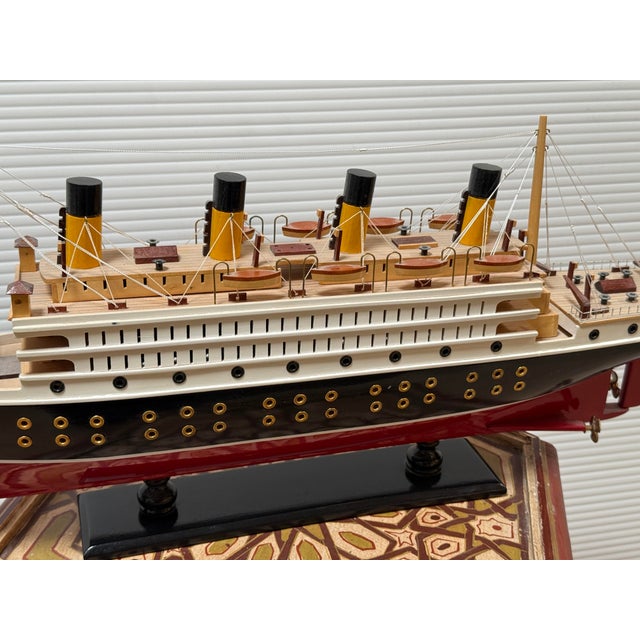 Titanic Wooden Cruise Ship Model With Stand For Sale - Image 12 of 12