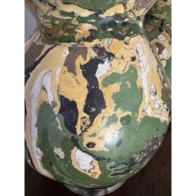 Plastic Contemporary Large Two Ball Scagliola Table Lamps - a Pair For Sale - Image 7 of 8