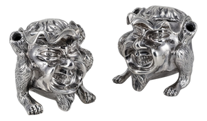 20th Century Victorian Silver Grotesque Inkwells, London, 1880s, Set of 2