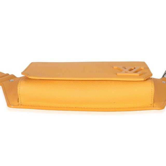 Animal Skin Safran Yellow Grained Calfskin Aerogram Takeoff Slingbag For Sale - Image 7 of 9