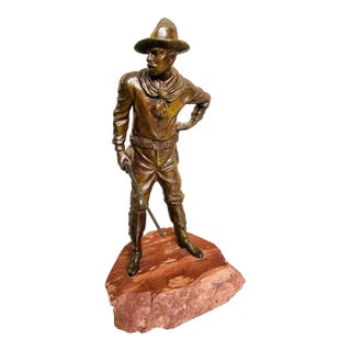 Late 19th Century Carl Kauba “The Trooper” Austrian Bronze Sculpture on Rouge Marble Base – Signed For Sale