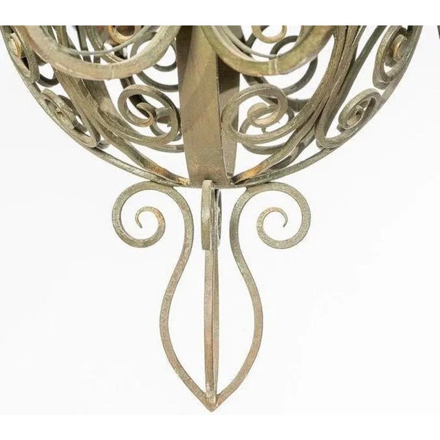 Spanish Revival Antique Spanish Revival Wrought Iron Chandelier For Sale - Image 3 of 7