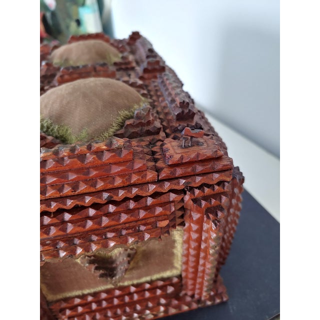 Antique Tramp Art Lovers Jewelry Box For Sale - Image 10 of 12