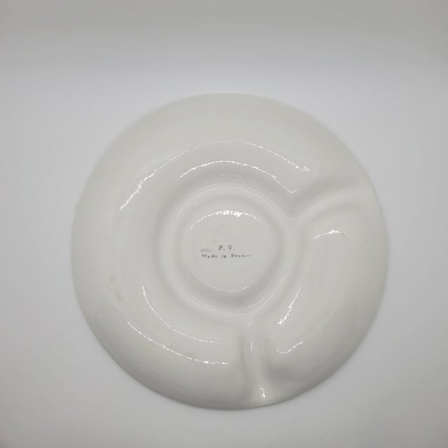 White Vintage p.v. France White Majolica Artichoke Plates Floral Embossed Relief - Set of 5 For Sale - Image 8 of 17