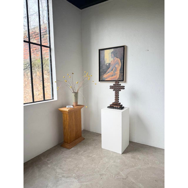 Wood Tramp Art Crucifix Sculpture, 1900s For Sale - Image 7 of 18